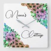 クロロフルフローラナナコテージ スクエア壁時計 (正面)