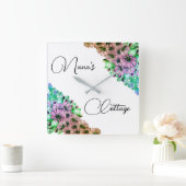 クロロフルフローラナナコテージ スクエア壁時計 (ホーム)