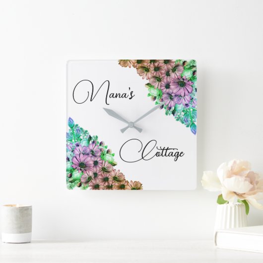 クロロフルフローラナナコテージ スクエア壁時計 (ホーム)