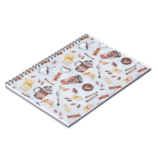 クロワサンコーヒーブレックファストスケッチイラストレーション ノートブック (左側)