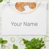 クロワサンスナックヴィンテージフランスレトロ朝食 キッチンタオル (折り畳み)