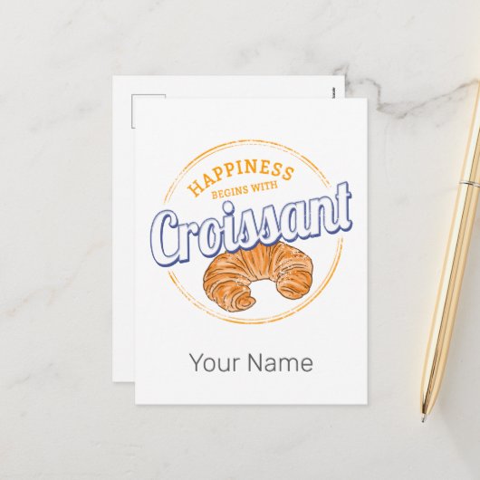 クロワサンスナックヴィンテージフランスレトロ朝食 シーズンポストカード (正面/裏面インサイチュ)
