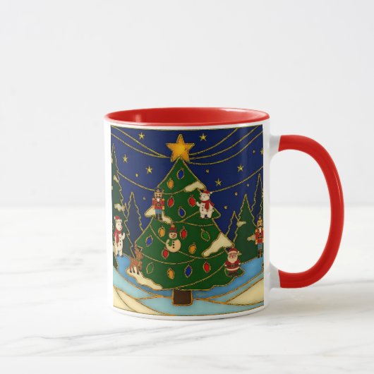 クロワゾネ アート 幻想的な森 クラシック クリスマス マグカップ (右)