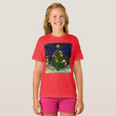 クロワゾネ アート 幻想的な森 クラシック クリスマス Tシャツ (正面フル)