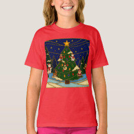 クロワゾネ アート 幻想的な森 クラシック クリスマス Tシャツ