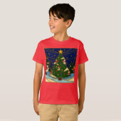 クロワゾネ アート 幻想的な森 クラシック クリスマス Tシャツ (正面フル)