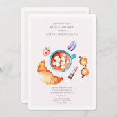 クロワッサンフランスのとコーヒーブライダルシャワー 招待状 (正面/裏面)