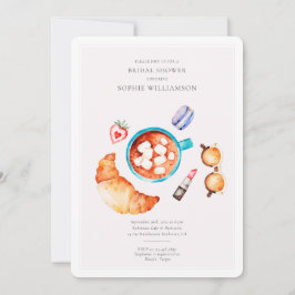 クロワッサンフランスのとコーヒーブライダルシャワー 招待状