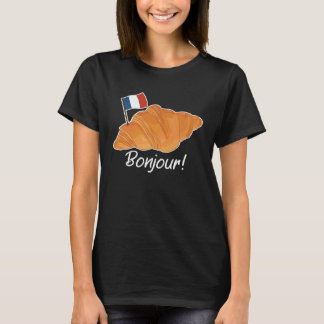 クロワッサンフランスのフランスフランスの国旗 Tシャツ