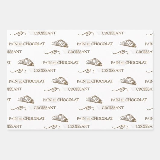 クロワッサンフランスのベーカリーヴィンテージパンオショコラ ラッピングペーパーシート (正面3)