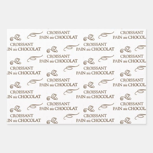 クロワッサンフランスのベーカリーヴィンテージパンオショコラ ラッピングペーパーシート (正面)