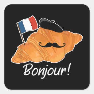 クロワッサンフランスの恋人フランス国旗フランコフィレ スクエアシール