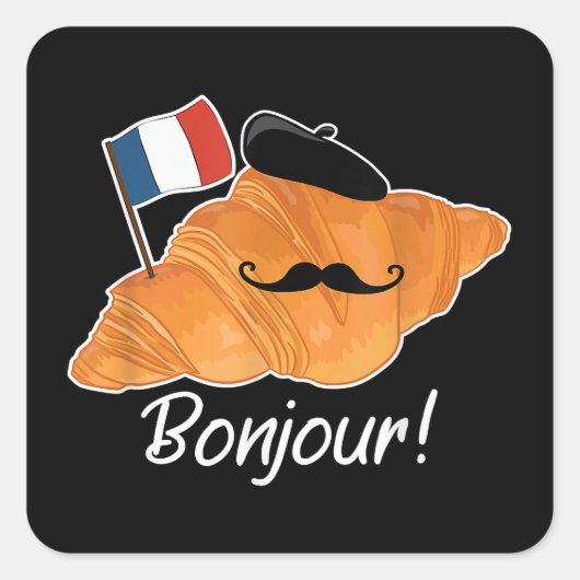 クロワッサンフランスの恋人フランス国旗フランコフィレ スクエアシール (正面)