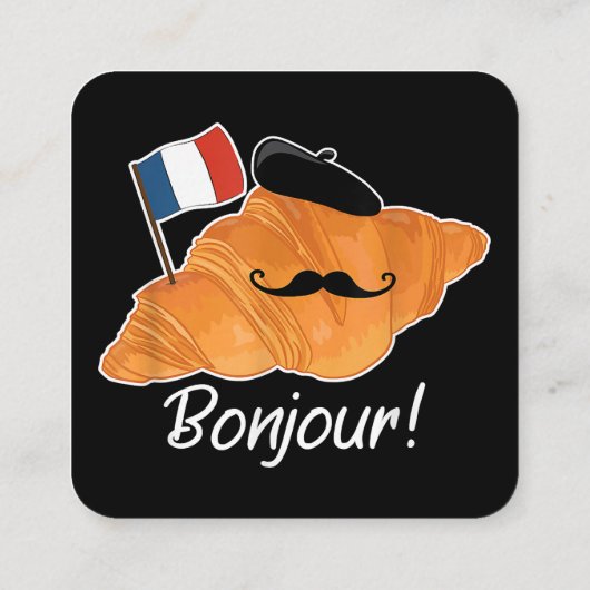 クロワッサンフランスの恋人フランス国旗フランコフィレ スクエア名刺 (裏面)