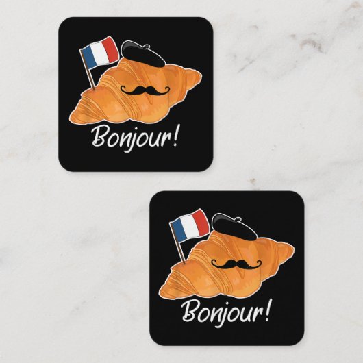 クロワッサンフランスの恋人フランス国旗フランコフィレ スクエア名刺 (正面/裏面)