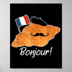 クロワッサンフランスの恋人フランス国旗フランコフィレ ポスター