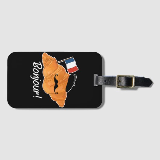 クロワッサンフランスの恋人フランス国旗フランコフィレ ラゲッジタグ (正面横)