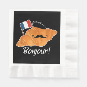 クロワッサンフランスの恋人フランス国旗フランコフィレ 縁ありランチョンナプキン