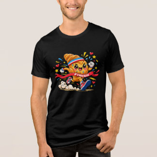 クロワッサンランナーの漫画仕上げのスプリント トライブレンドTシャツ