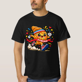 クロワッサンランナーの漫画仕上げのスプリント Tシャツ