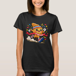 クロワッサンランナーの漫画仕上げのスプリント Tシャツ
