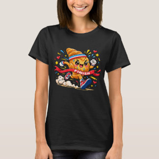 クロワッサンランナーの漫画仕上げのスプリント Tシャツ