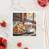 クロワッサン入りのグッドモーニングコーヒー スタンダードカクテルナプキン (インサイチュ)