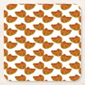 クロワッサン写真モチーフ柄 スクエアペーパーコースター (正面)