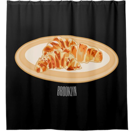 クロワッサン漫画イラストレーション シャワーカーテン (正面)