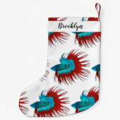 クロンテールbetta魚の漫画イラストレーション スモールクリスマスストッキング (裏面)