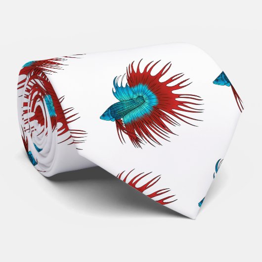 クロンテールbetta魚の漫画イラストレーション ネクタイ (ロール)