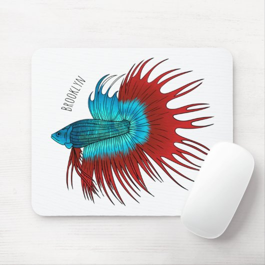 クロンテールbetta魚の漫画イラストレーション マウスパッド (マウス)