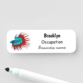 クロンテールbetta魚の漫画イラストレーション 名札 (インサイチュ)