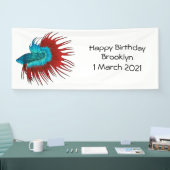 クロンテールbetta魚の漫画イラストレーション 横断幕 (トレードショー)