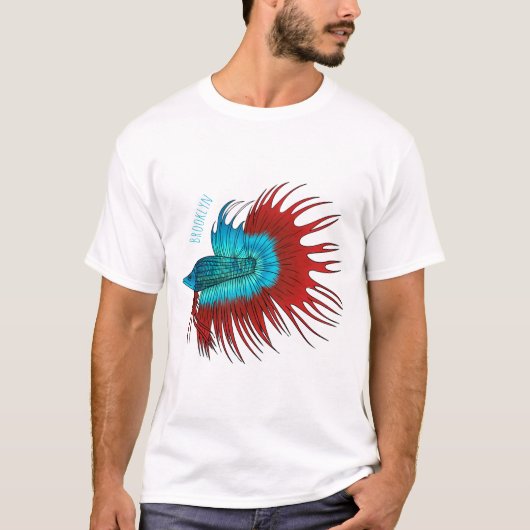 クロンテールbetta魚の漫画イラストレーション tシャツ (正面)