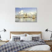 クロンボルグ城の帆船，スウェーデン， 1880 キャンバスプリント (インサイチュ (寝室))