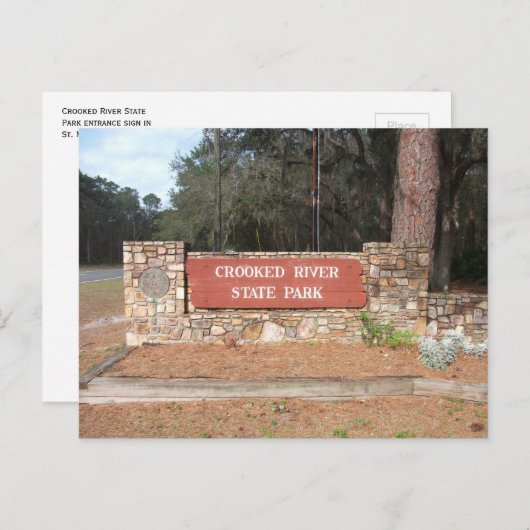 クロークドリバー州パーク入り口の標識,ジョージア ポストカード (正面/裏面)