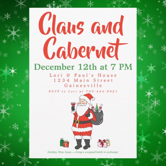 クロースとカベルネのクリスマスワインパーティー シーズンカード