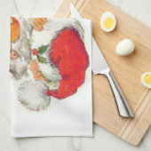 クロースヴィンテージのクリスマスのサンタのキスをするな夫人 キッチンタオル (四つ折り)