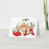 クロースヴィンテージのクリスマスのサンタのキスをするな夫人 シーズンカード (正面)