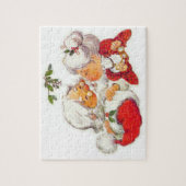 クロースヴィンテージのクリスマスのサンタのキスをするな夫人 ジグソーパズル (縦)