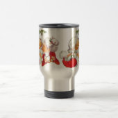 クロースヴィンテージのクリスマスのサンタのキスをするな夫人 トラベルマグ (中央)