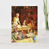 クロース夫人及びサンタの小妖精や小人はクリスマスのクッキーを焼きます シーズンカード (正面)