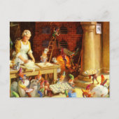 クロース夫人及びサンタの小妖精や小人はクリスマスのクッキーを焼きます シーズンポストカード (正面)