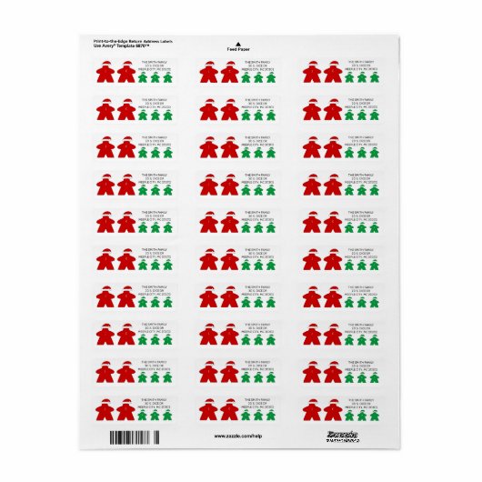 クロース夫妻、赤と緑の小妖精や小人3人のクリスマス ラベル (フルシート)