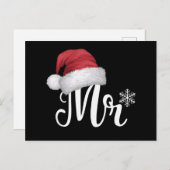 クロース・カップルがクリスマス・パジャマ・サンタにマッチ シーズンポストカード (正面/裏面)