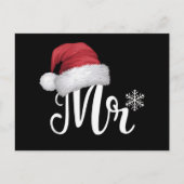 クロース・カップルがクリスマス・パジャマ・サンタにマッチ シーズンポストカード (正面)
