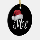 クロース・カップルがクリスマス・パジャマ・サンタにマッチ セラミックオーナメント (右)