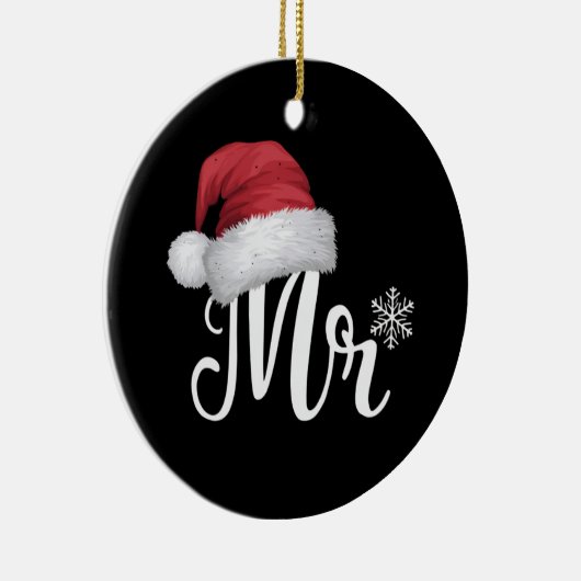 クロース・カップルがクリスマス・パジャマ・サンタにマッチ セラミックオーナメント (右)