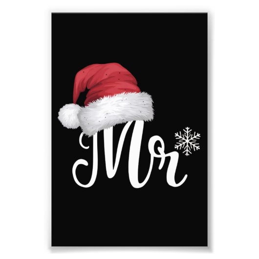 クロース・カップルがクリスマス・パジャマ・サンタにマッチ フォトプリント            (正面)